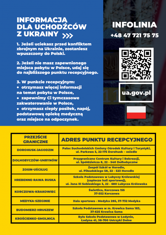 informacja w formie plakatu w języku polskim